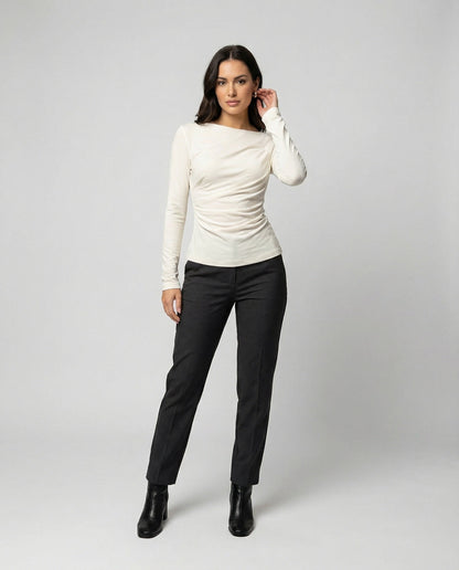 Damen Langarmshirt Rundhals Figurbetonung