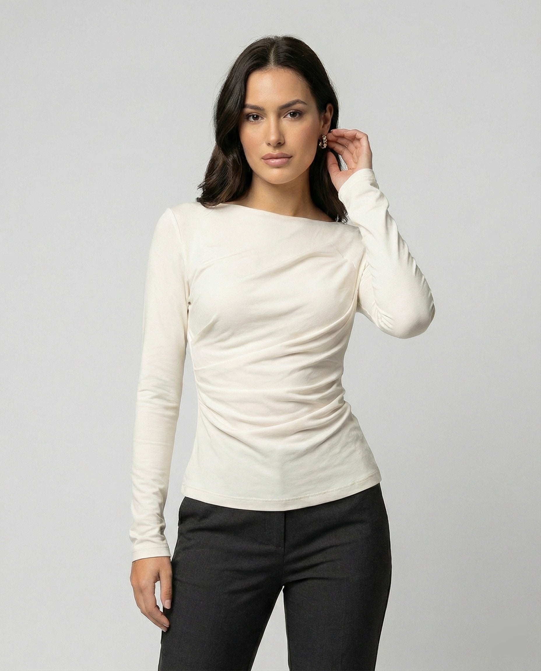 Damen Langarmshirt Rundhals Figurbetonung - Norvielle