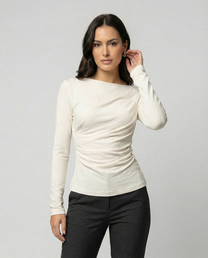 Damen Langarmshirt Rundhals Figurbetonung - Norvielle