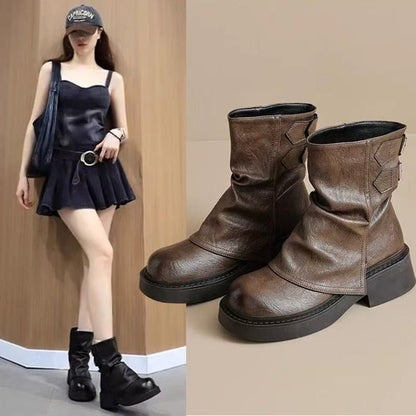 Damen Stiefeletten Komfortabel Leder