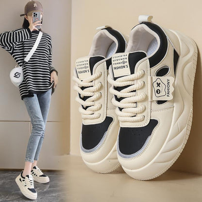 Damen Plateau Sneaker Atmungsaktives Material Trendy