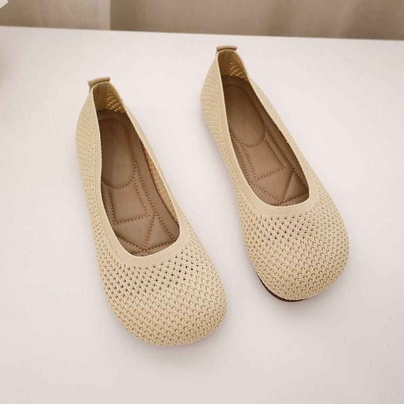 Damen Ballerinas Weich Atmungsaktives Leder Komfortschuhe