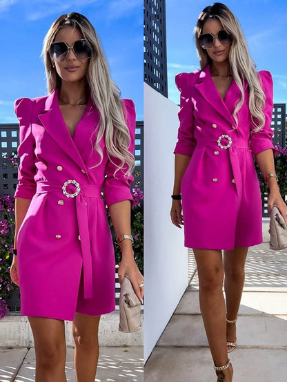 Damen Blazer Kleid Elegant Tailliert