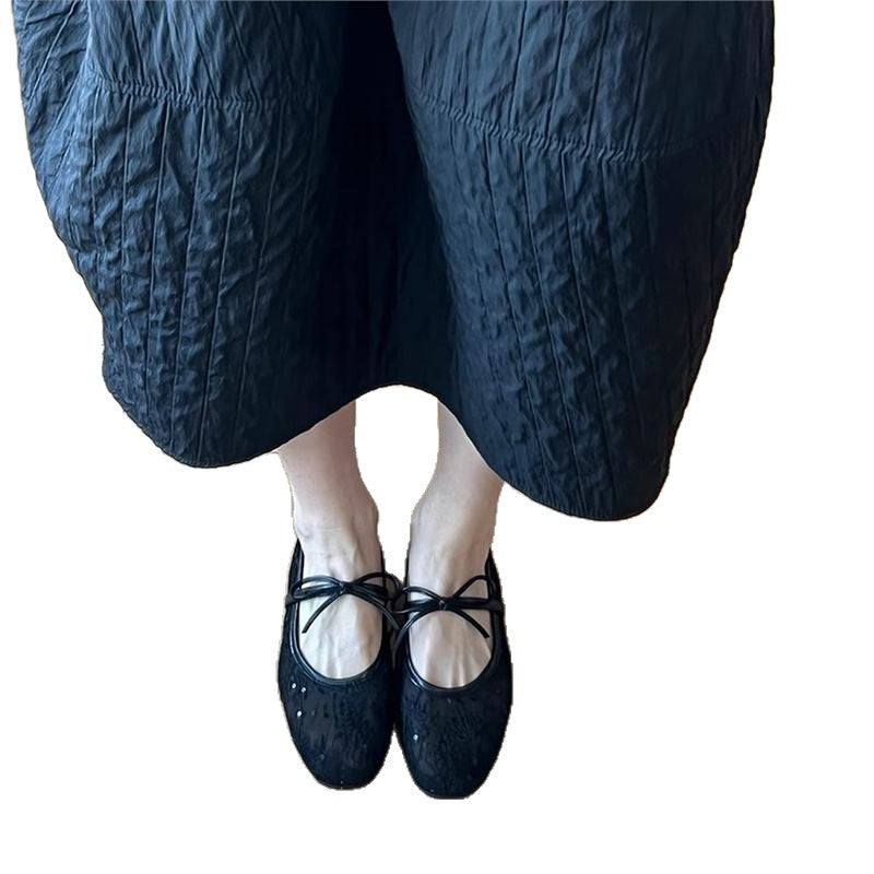 Damen Ballerinas Blumenmuster Schleife