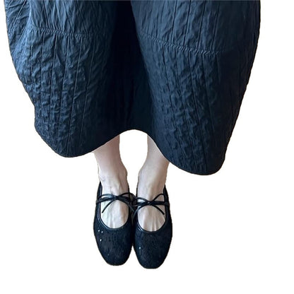 Damen Ballerinas Blumenmuster Schleife