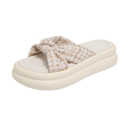 Damen Slippers Bequem Schleife