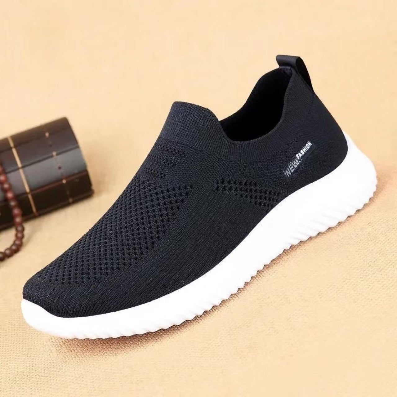 Damen Stricksneaker Atmungsaktiv Leicht Schwarz - Norvielle