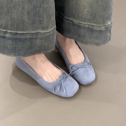 Damen Ballerinas Bequem Schleifen Detail