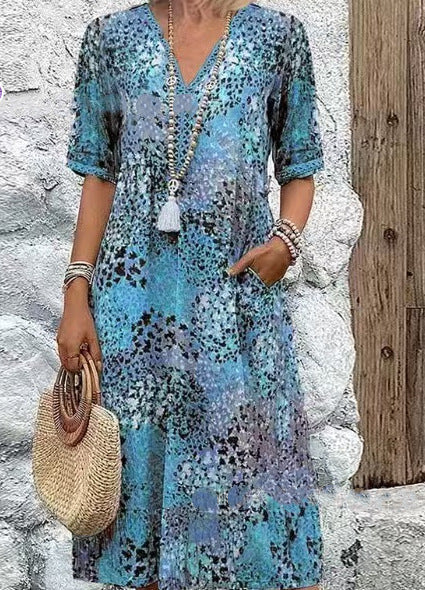 Damen Midikleid mit Taschen Lässig Modern