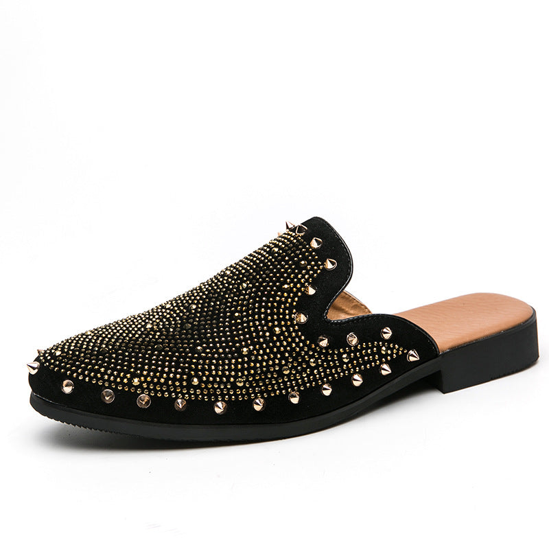Damen Mokassins Weiches Innenfutter Nieten Lederschuhe
