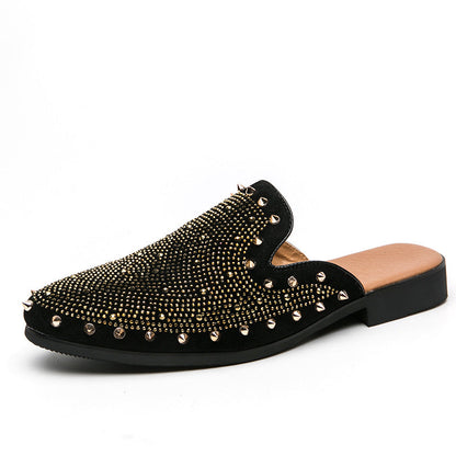 Damen Mokassins Weiches Innenfutter Nieten Lederschuhe