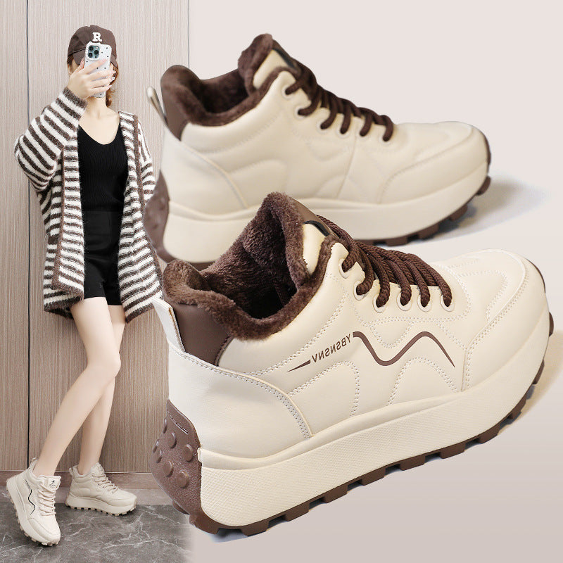 Damen Sneaker Hochgeschnittene Warmfutter Rutschfest - Norvielle