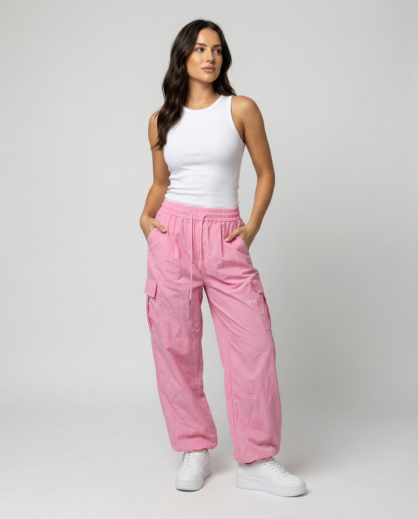Damen Hochgeschnittene Cargohose Elastisch Bequem