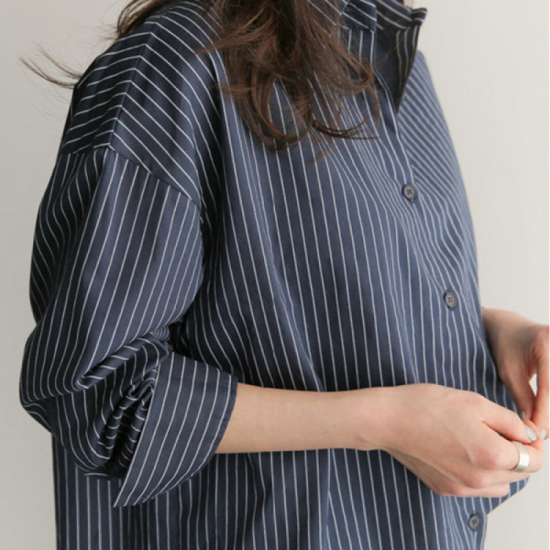 Damen Baumwolle Streifen Asymmetrisch e Farbe