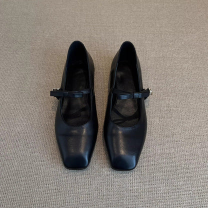 Damen Ballerinas Elegante Riemen Quadratisch Schuhe - Norvielle