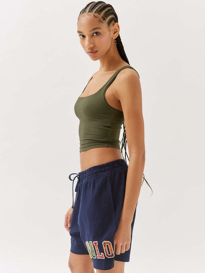 Damen Tanktop Gerippt Baumwolle Sommerweiß