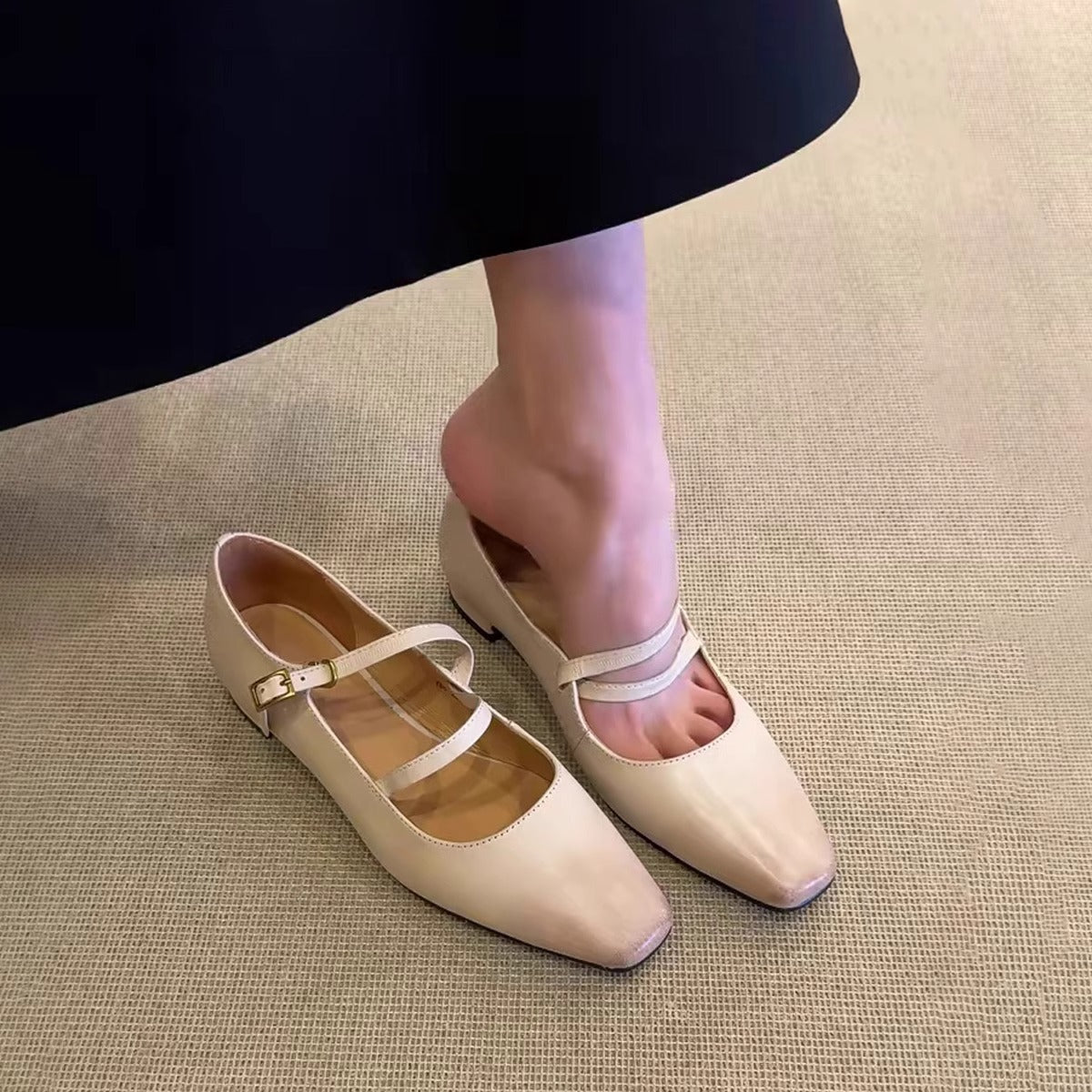 Damen Slingback Schuhe mit Schnalle Komfort Schwarz - Norvielle