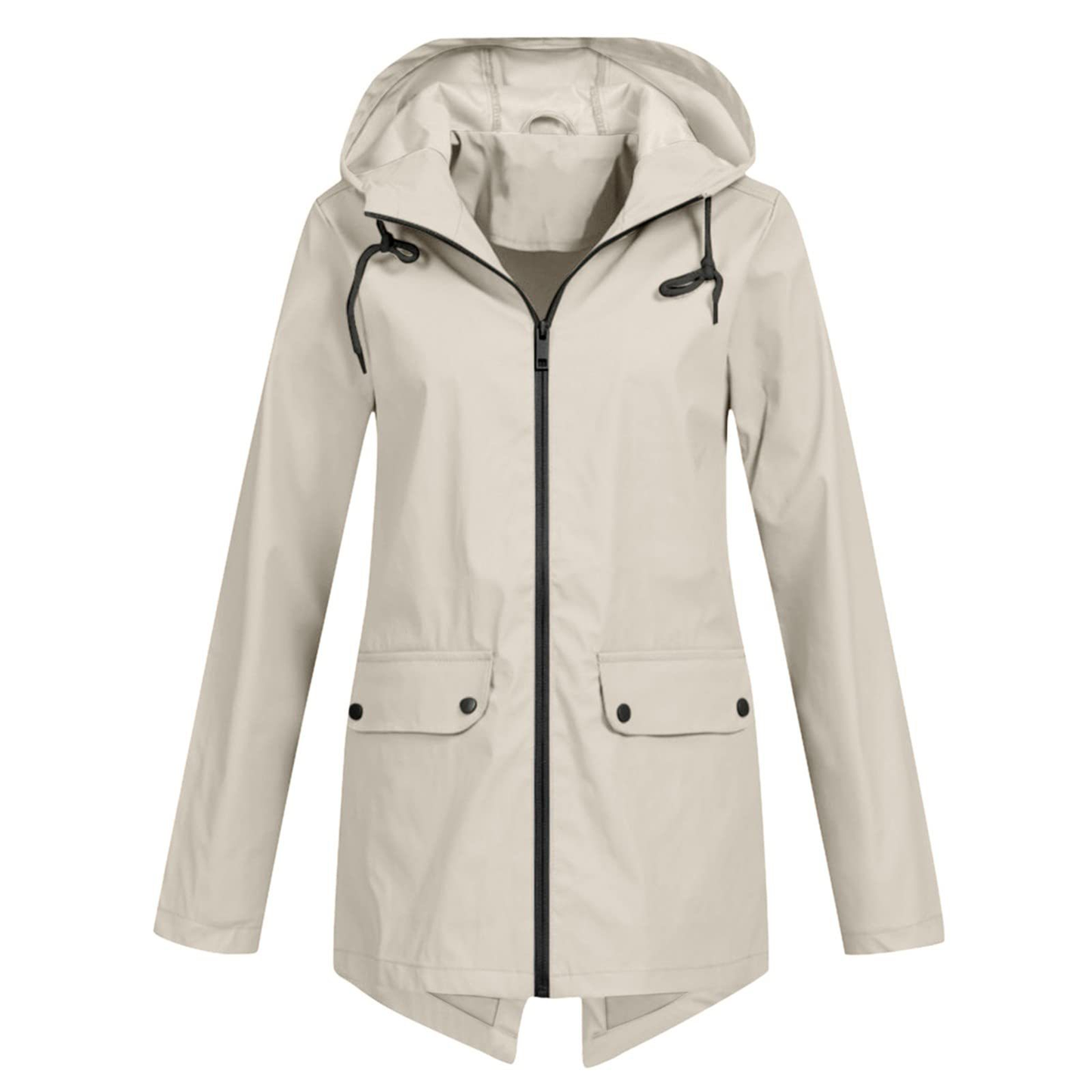 Damen Winterjacke mit Kapuze und Reißverschluss Schwarz - Norvielle