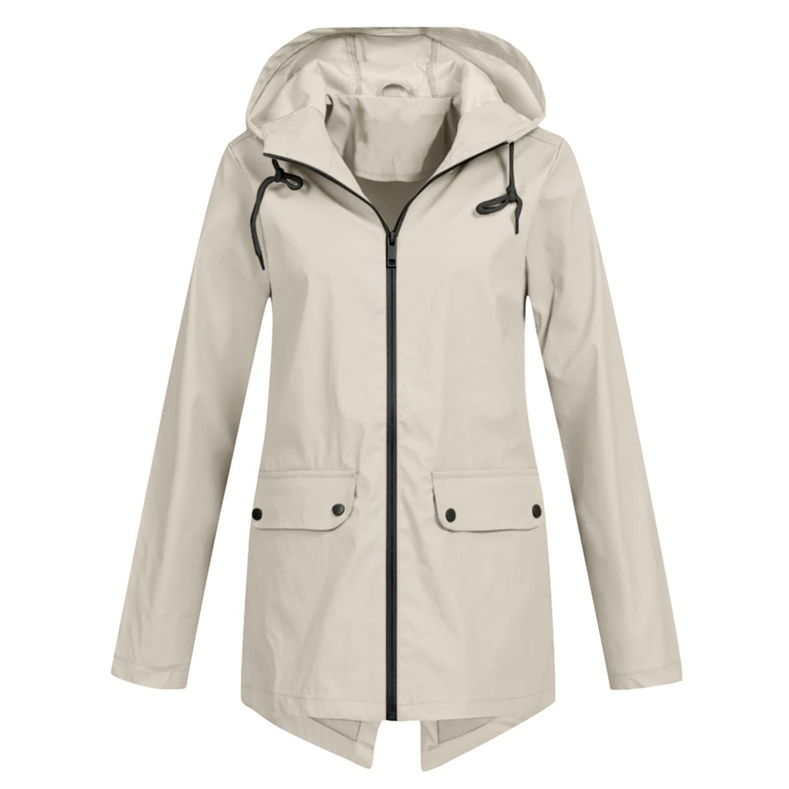 Damen Winterjacke mit Kapuze und Reißverschluss Schwarz - Norvielle