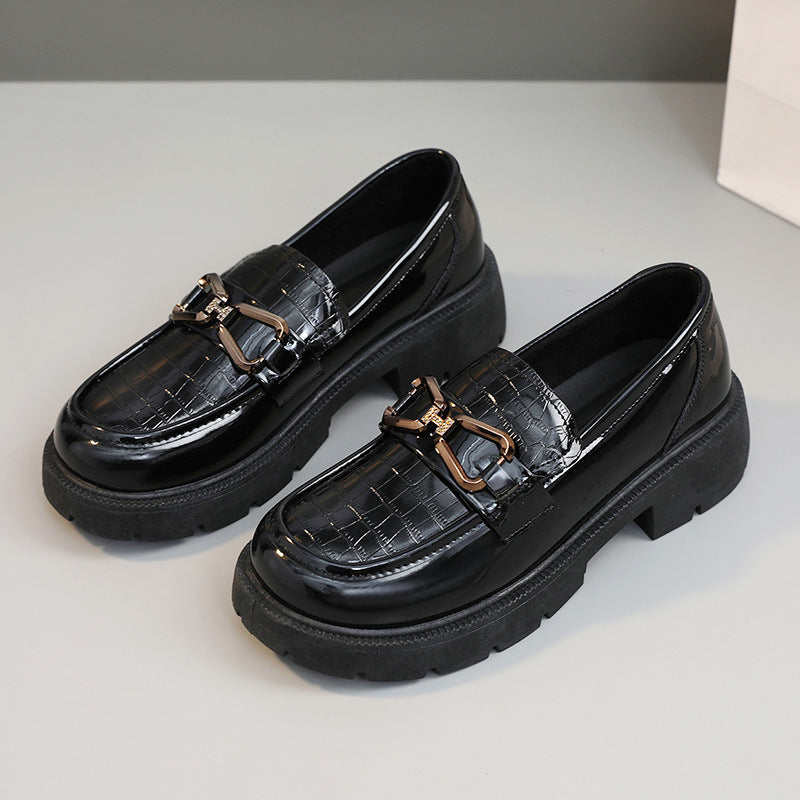 Damen Loafer Schnallen-Design Elegantes Leder