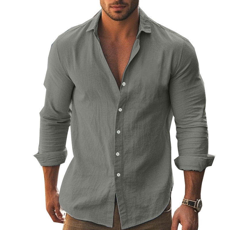 Herren Langarmhemd Elegantes Design Knopfleiste