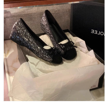 Damen Glitzer Ballerinas Elegant Schuhe