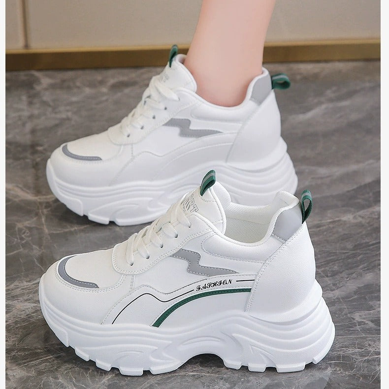 Damen Plateau Sneaker Sportlich Weich mit Dämpfung