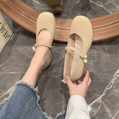 Damen Ballerinas Elegante Perlen Details