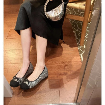 Damen Glitzer Ballerinas Elegant Schuhe