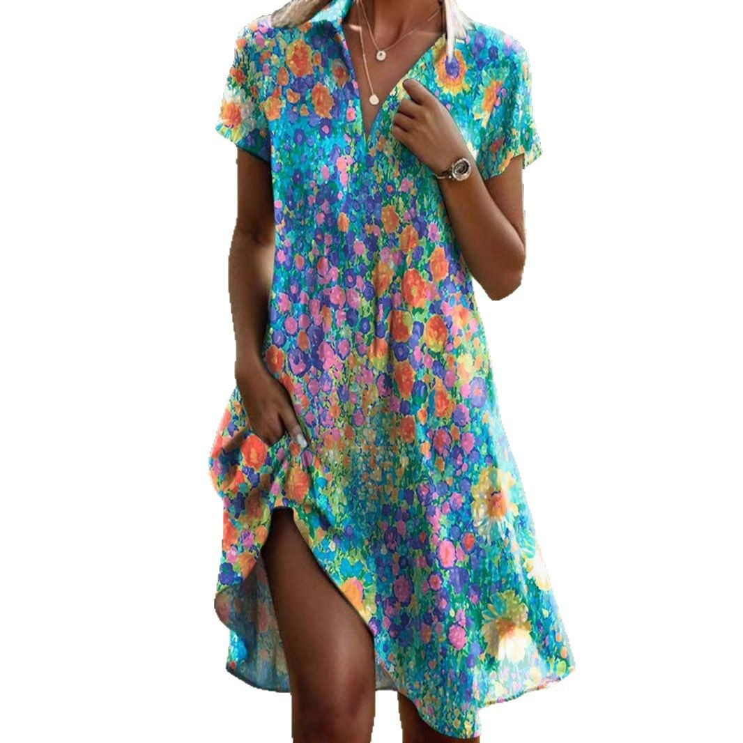 Damen Sommerkleid Asymmetrisch Floral