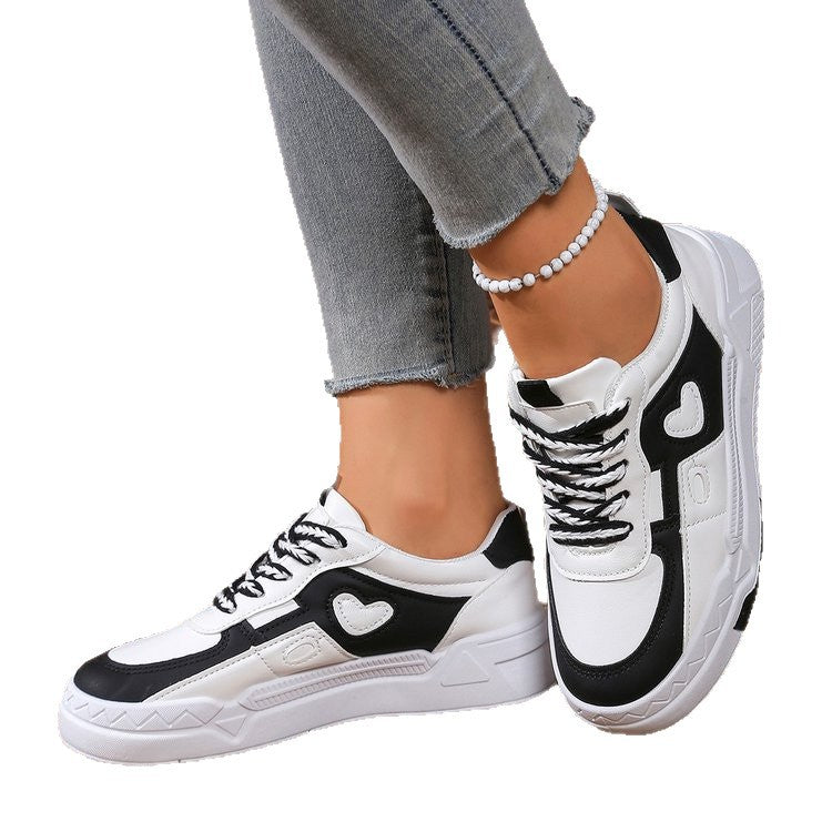 Damen Sneaker mit Herz Applikation Modisch Rosa