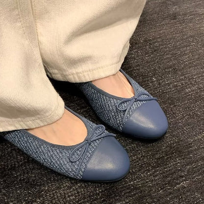 Damen Ballerinas Komfortschuhe Blockabsatz