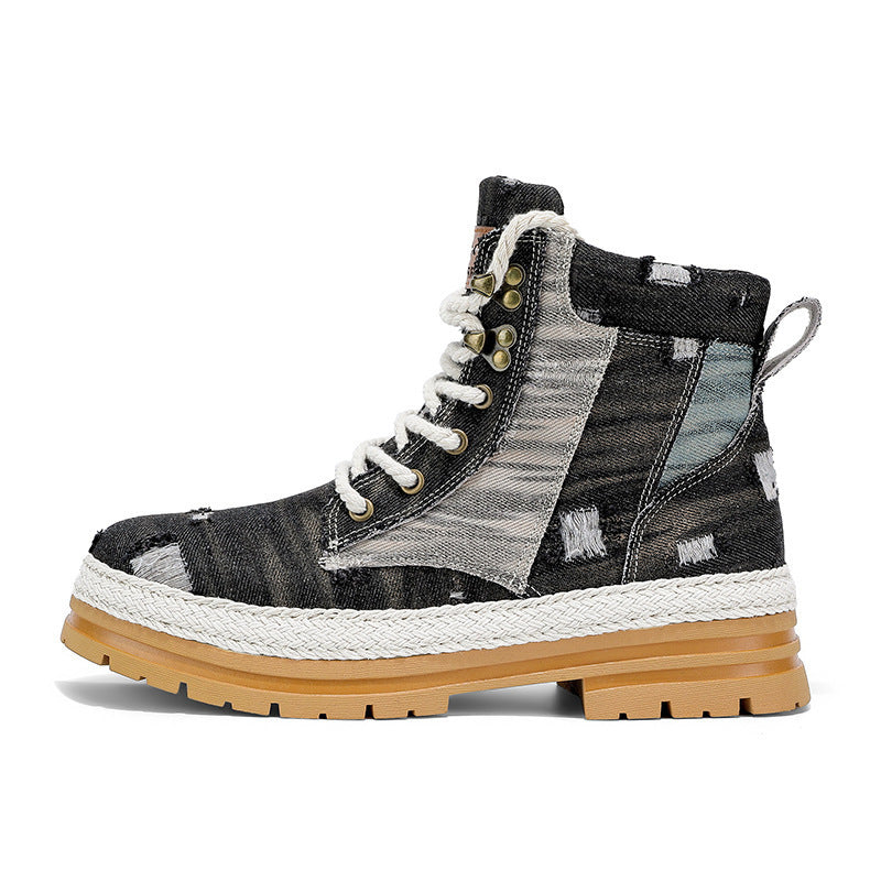 Damen High- Stiefel Robustes Denim