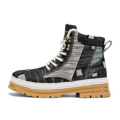 Damen High- Stiefel Robustes Denim