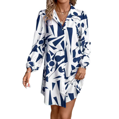 Damen Kleid Geometrisch Modern Knopfverschluss