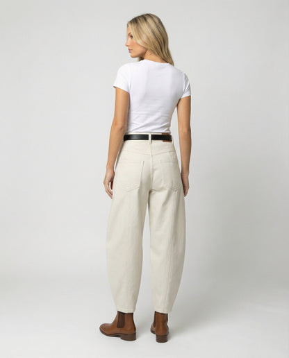 Damen Hose Twill Weite Fit mit großen Taschen und Falten
