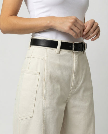 Damen Hose Twill Weite Fit mit großen Taschen und Falten