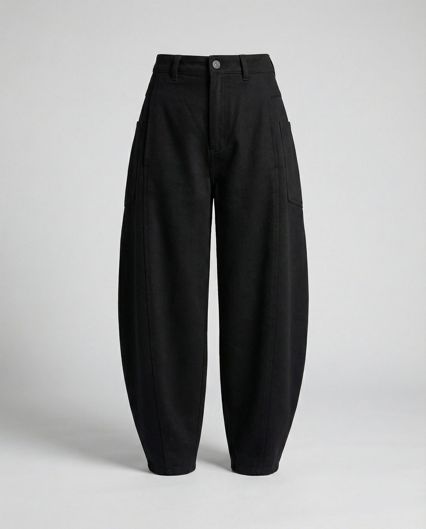 Damen Hose Twill Weite Fit mit großen Taschen und Falten