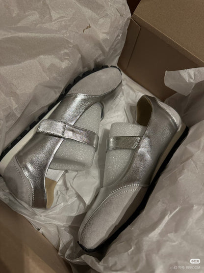 Damen Ballerinas Elegante Leder Schuhe Mit Riemenverschluss