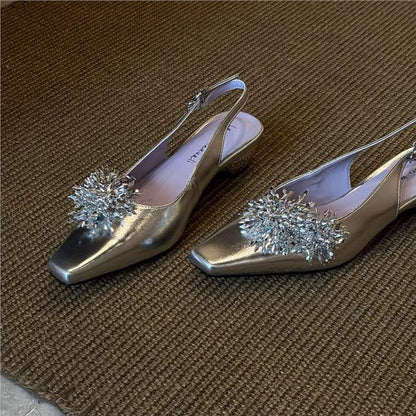 Damen Slingback Pumps Kristall Glitzer