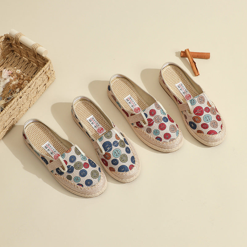 Damen Slip-On Schuhe Bunt Knöpfe Bequem