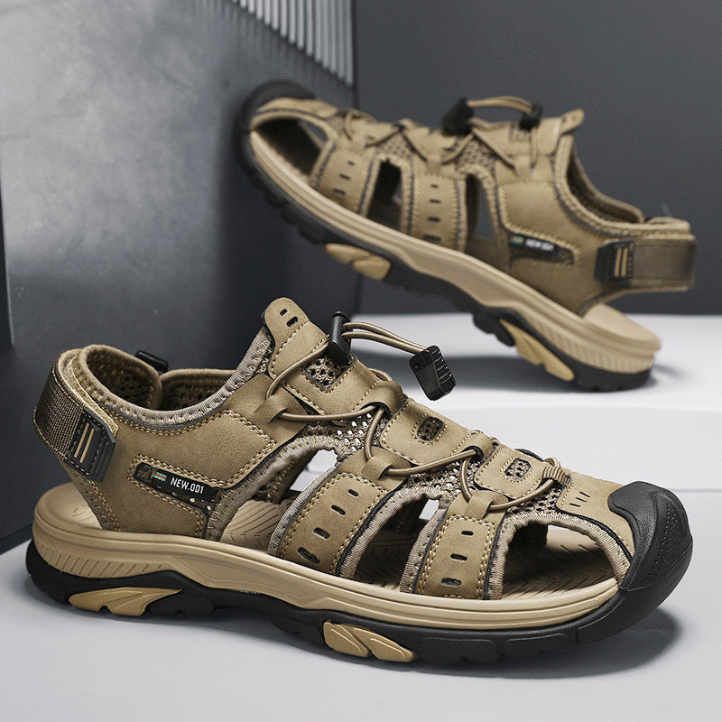 Damen Sport Sandalen Atmungsaktives Leder Rutschfest Schwarz - Norvielle