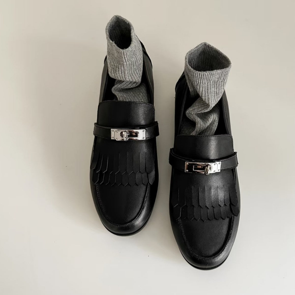 Damen Mokassins Elegant Schnallen Detail