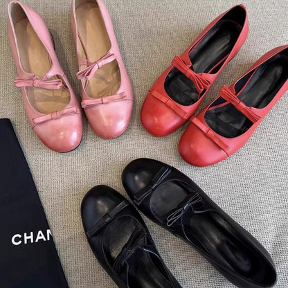 Damen Ballerinas Bequem Mit Schleifen Detail
