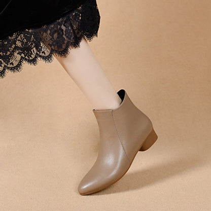 Damen Stiefel Spitz Leder