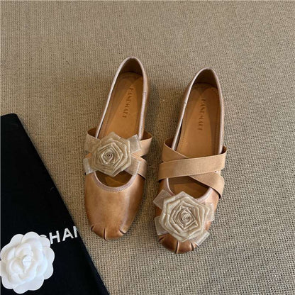 Damen Ballerinas mit Blumenapplikation Komfortschuhe