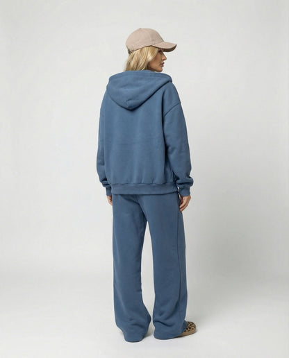 Damen Velours Joggingset Soft Hoodie Kängurutasche