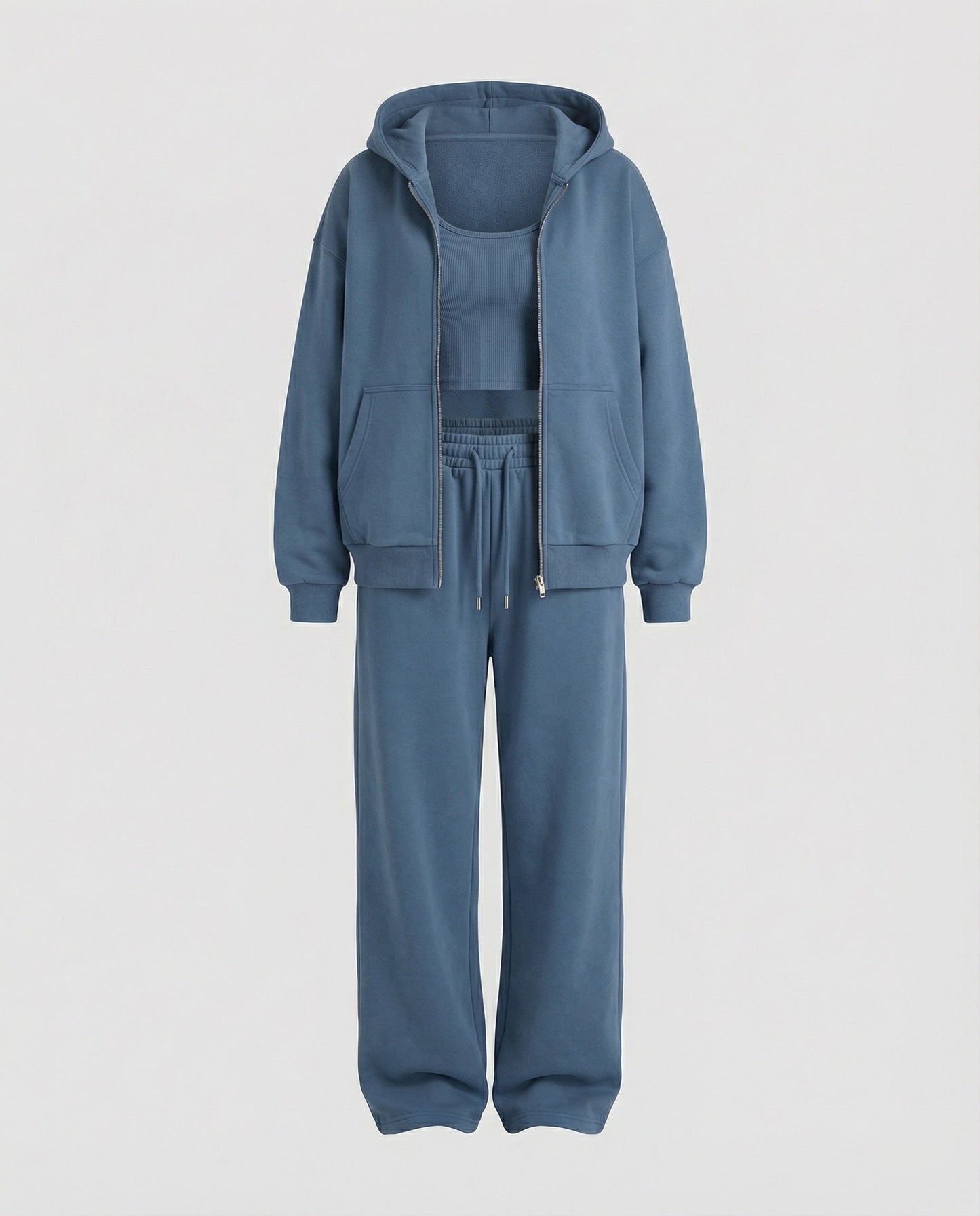 Damen Velours Joggingset Soft Hoodie Kängurutasche
