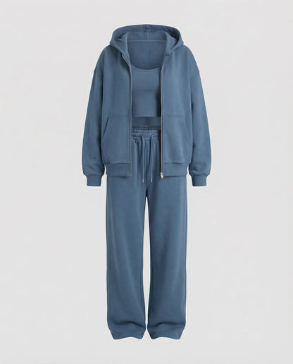 Damen Velours Joggingset Soft Hoodie Kängurutasche