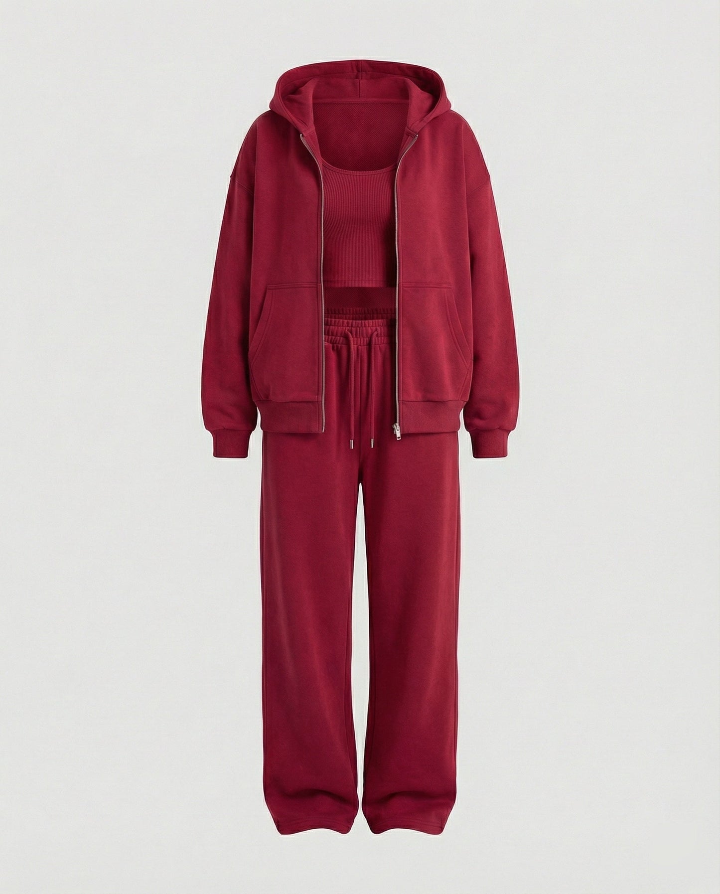 Damen Velours Joggingset Soft Hoodie Kängurutasche